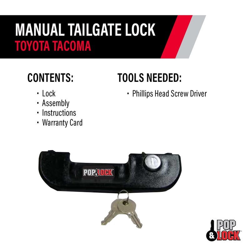 POP & Lock - Manual Tailgate Lock for Toyota Tacoma, Fits 1995 to 2004 Models, Anti Theft, Truck Tailgate Lock Replacement, Easy to Install, Made in The USA (Color Black, PL5100, Standard Lock) - Image 5